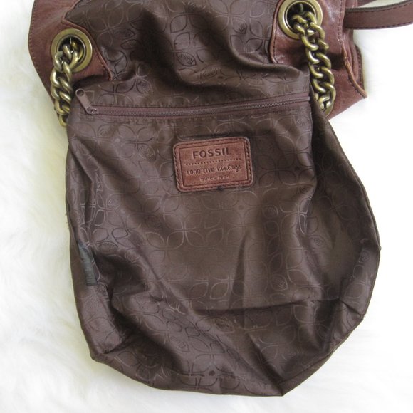 Fossil Brown Leather Crossover Fold Over Bag - Picture 8 of 8